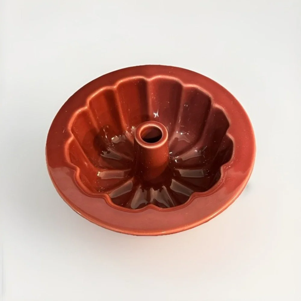 Longaberger Single Mini Bundt Cake Pan Woven Traditions Pottery Red Paprika 6